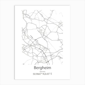 Bergheim,Germany Minimalist Map Art Print