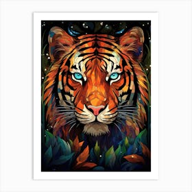 Tiger Art In Stained Glass Art Style 1 Art Print