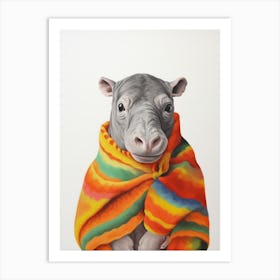 Baby Animal Wearing Sweater Hippopotamus 1 Art Print