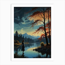 Sunset By The Lake Art Print