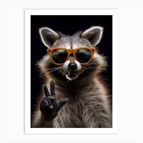 A Bahamian Raccoon Doing Peace Sign Wearing Sunglasses 2 Art Print