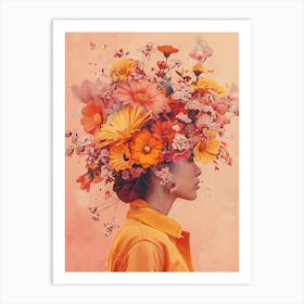 Flowers On A Woman'S Head 1 Art Print