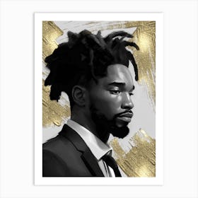 Black Man with Gold Abstract 3 Art Print