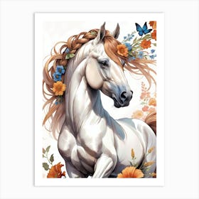 Floral Horse (34) Art Print