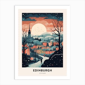 Winter Night  Travel Poster Edinburgh Scotland 6 Art Print