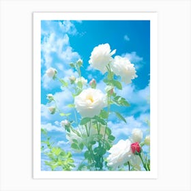 White Roses Against Blue Sky Art Print