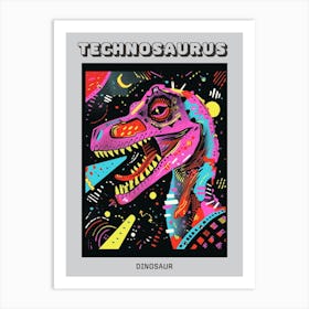 Dinosaur Pink & Black Abstract Geometric Poster Art Print