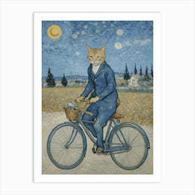 Cat On A Bicycle Affiche