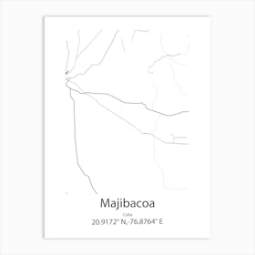 Majibacoa,Cuba Minimalist Map Art Print