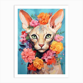 Sphynx Cat With A Flower Crown Painting Matisse Style 1 Art Print