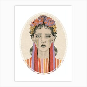 Girl With A floral Wreath Art Print