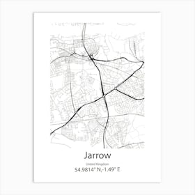 Jarrow,United Kingdom Minimalist Map Art Print