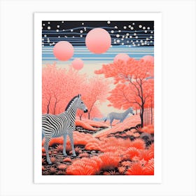 Zebra In The Wild Pink 4 Art Print