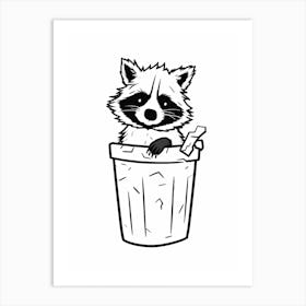 A Minimalist Line Art Piece Of A Bahamian Raccoon 2 Art Print