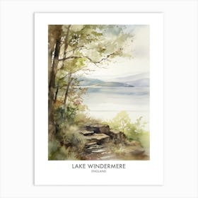 Lake Windermere 4 Watercolour Travel Poster Art Print