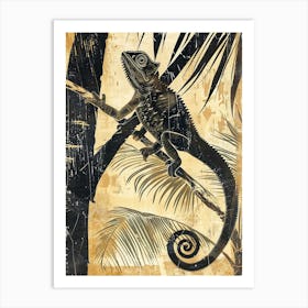 Chameleon In The Palm Trees Block Print Art Print