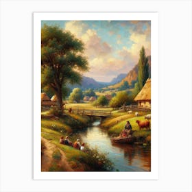 Rural Landscape Oil Painting Art Print