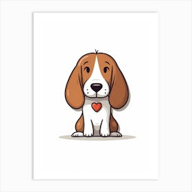 Cute Dog Heart Cartoon 1 Art Print