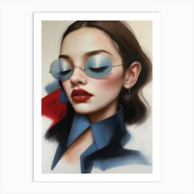 Portrait Of A Woman Wearing Sunglasses Art Print