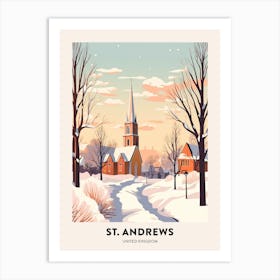 Vintage Winter Travel Poster St Andrews United Kingdom 1 Art Print