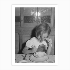 Daughter Of Ray Halstead Eating Ice Cream Made In Her Mother S Electric Refrigerator, He Is An (Farm Security Art Print