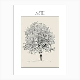 Ash Tree Minimalistic Drawing 2 Poster Art Print