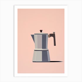 Italian Coffee Maker Illustration Pink Background Art Print