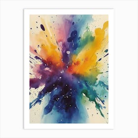 Vibrant Watercolor Painting Captures Viewers Attention With Explosion Of Colors That Range From Deep Purples To Bright Yellows Art Print