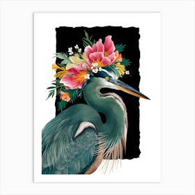 Bird With A Flower Crown Green Heron Art Print