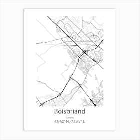 Boisbriand,Canada Minimalist Map Art Print