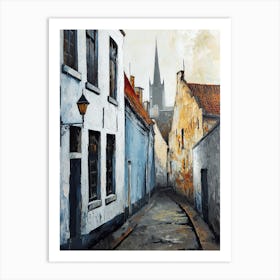 Street In Bruges Oil Art Print