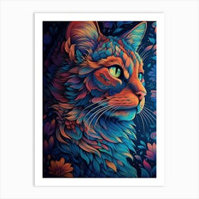 Psychedelic Cat 4 Art Print