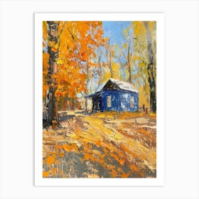 Blue House In Fall Art Print