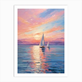 Sailboats At Sunset 15 Art Print