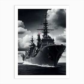 Battleship In The Ocean Art Print