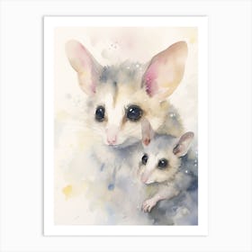 Light Watercolor Painting Of A Baby Possum 3 Art Print