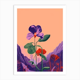 Boho Wildflower Painting Birds Foot Violet 3 Art Print