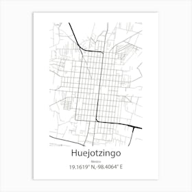 Huejotzingo,Mexico Minimalist Map Art Print