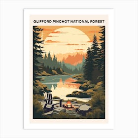 Glifford Pinchot National Forest Midcentury Travel Poster Art Print