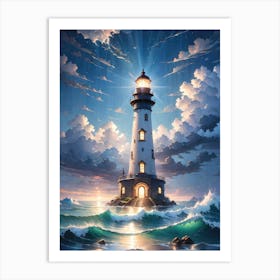 A Lighthouse In The Middle Of The Ocean 9 Art Print