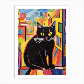 Painting Of A Cat In Cairo Egypt 1 Art Print