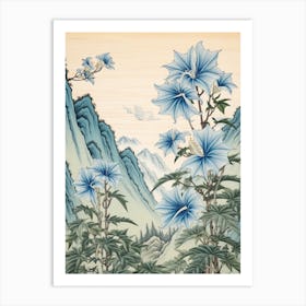 Kikyo Chinese Bellflower 3 Japanese Botanical Illustration Art Print