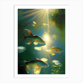 Kigoi Koi Fish Monet Style Classic Painting Art Print