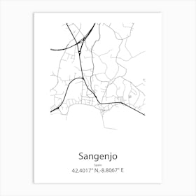 Sangenjo,Spain Minimalist Map Art Print