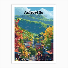 Asheville North Carolina Town Travel Art Art Print