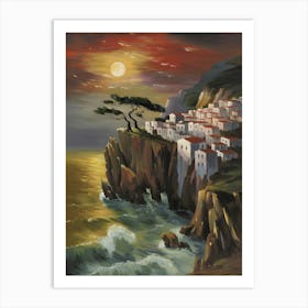 Village On The Cliff Art Print