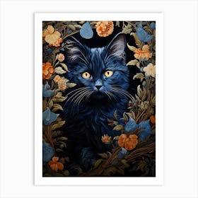 Contemporary Floral Cat 1 Art Print