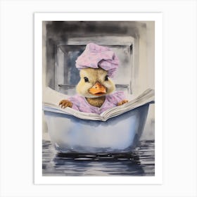 Duck In The Bath Mixed Media Art Print