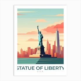 Usa Statue Of Liberty Travel Art Print