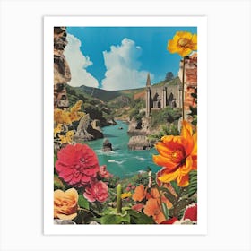 Devon   Floral Retro Collage Style 2 Art Print